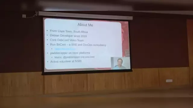 Photo of Kyle presenting his talk.